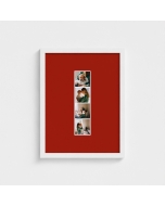 Framed Photo Strip with a red background featuring photos of a new mum and her baby