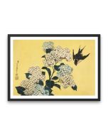 Hydrangea and Swallow Black Frame
