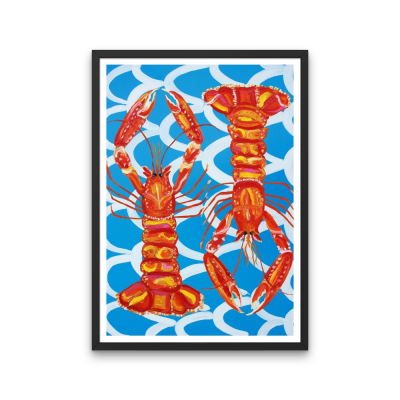 Langoustines On Blue Wavey Poster